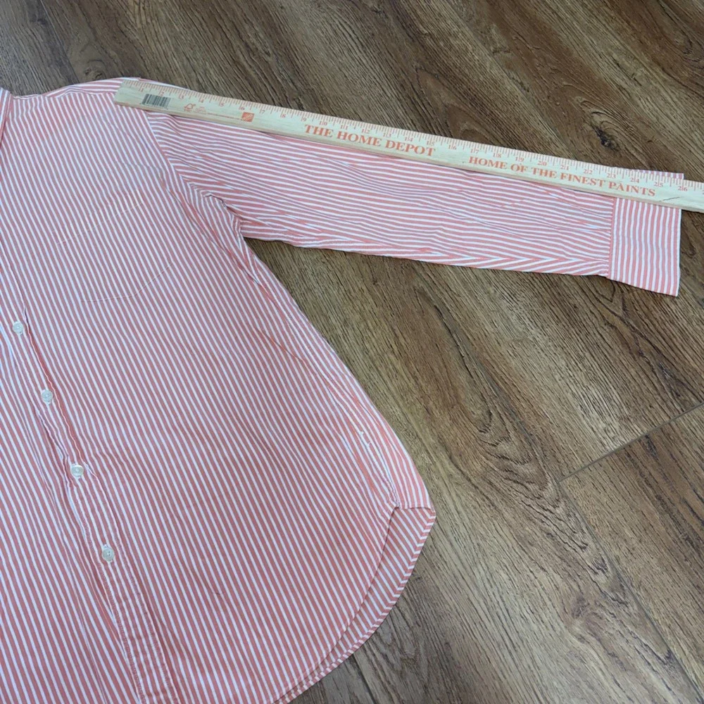 J Crew Mens L Casual orange white stripe 100% Cotton Button Down Shirt‎ Woven